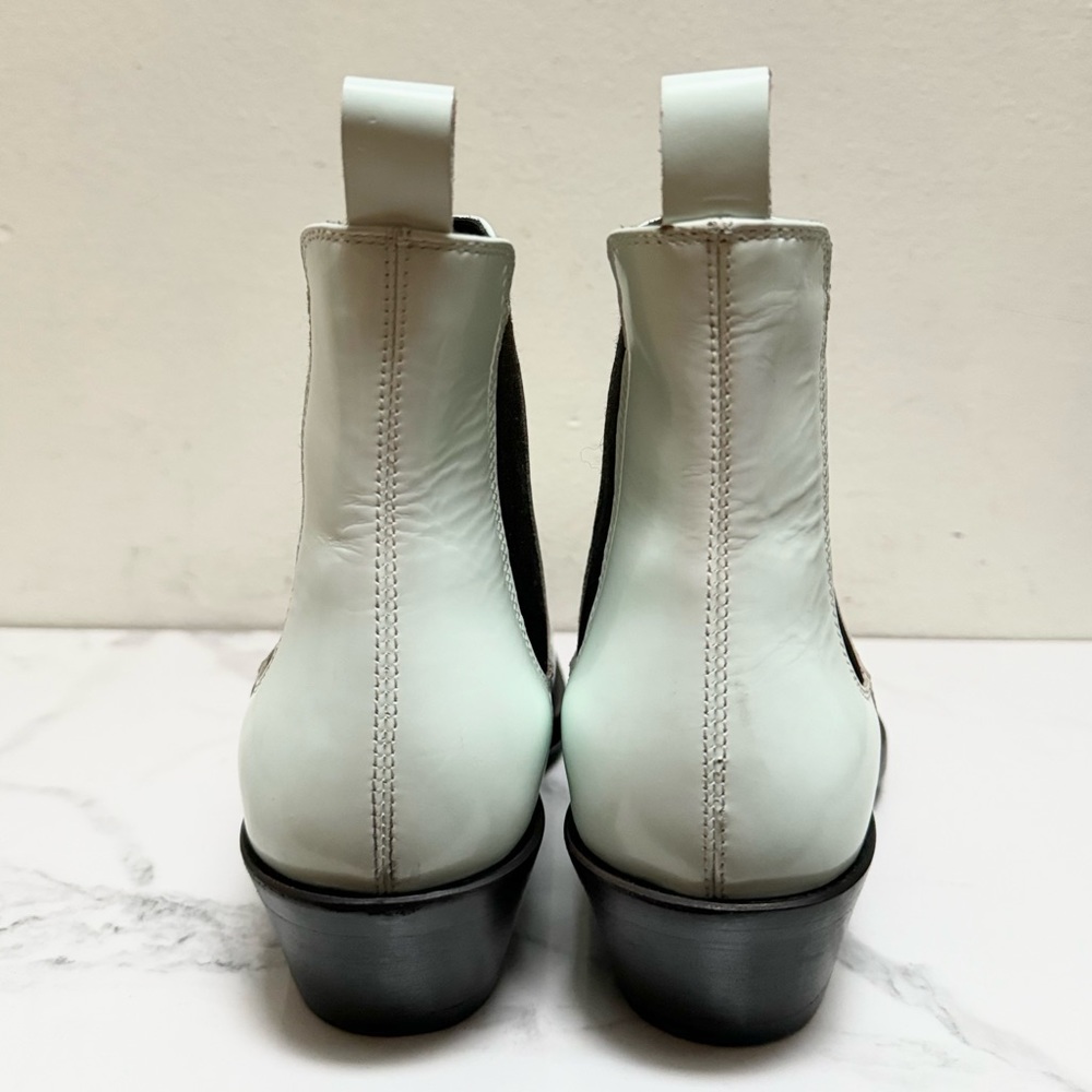 CALVIN KLEIN 205W39NYC Claire Glossy Leather Chelsea Boots In Green - Picture 9 of 16